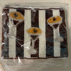 Francesca's espresso martini Beaded Key & Card Holder - Brown, White, Yellow